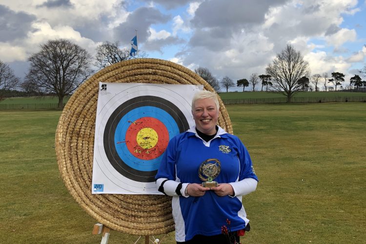 an archer in front of a target
